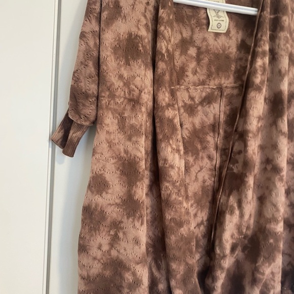 Rig Utility Neutral Brown Cotton Tie Dye Half Sleeve Open Cardigan Size Medium - Picture 6 of 10